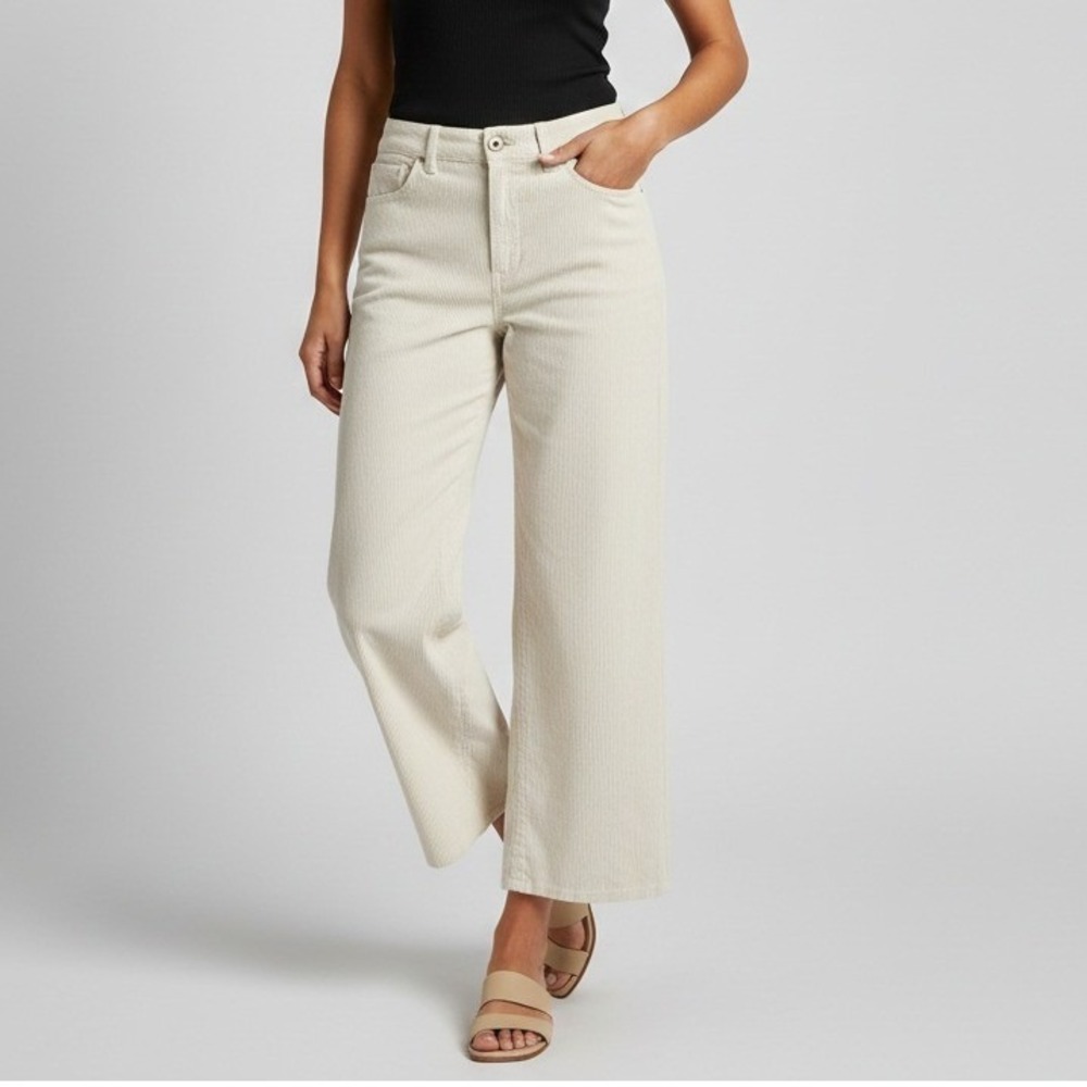Amour Vert Cream Corduroy Wide Leg Crop Pants Size 6